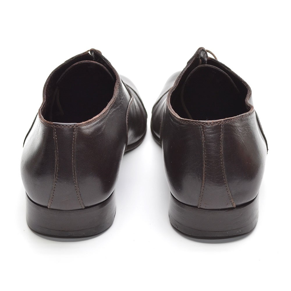 Men A. Testoni Basic Brown Leather Cap Toe Oxford… - image 5